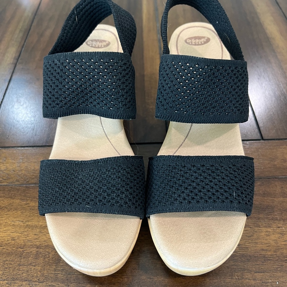 Dr. Scholl's Black and Tan Sandals with Cushioned Footbed